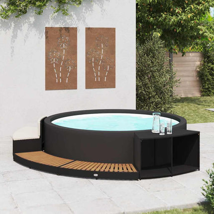 omkrans til spa polyrattan og akacietræ sort