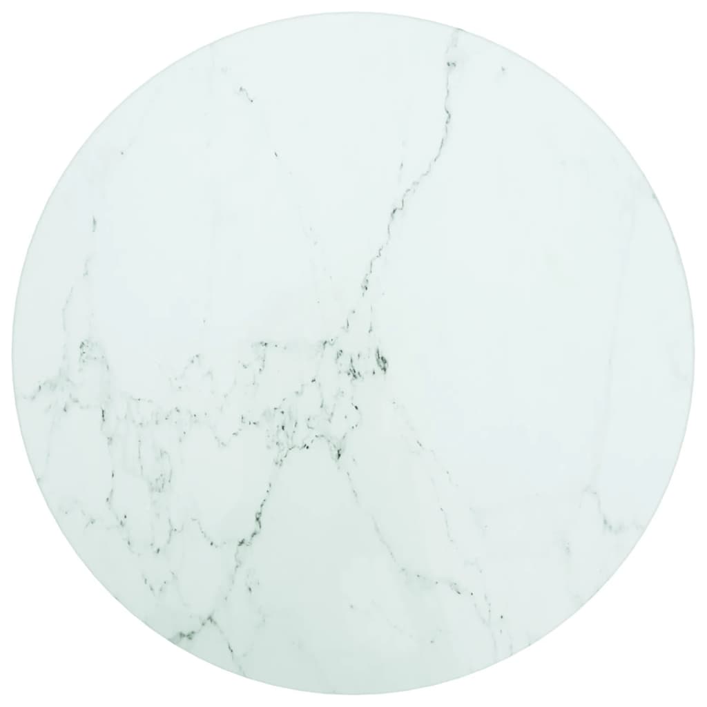 bordplade Ø30x0,8 cm hærdet glas med marmordesign hvid billede