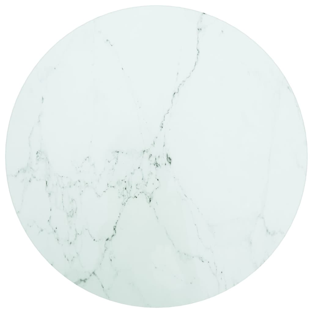 Rund bordplade Ø40 x 0,8 cm i hærdet glas - hvid marmordesign