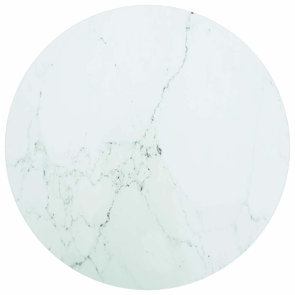 bordplade Ø50x0,8 cm hærdet glas med marmordesign hvid billede