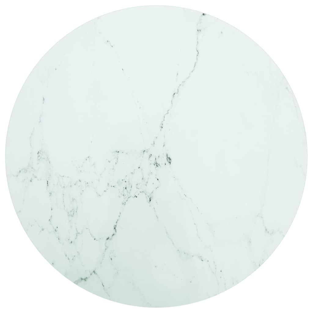 Rund bordplade Ø70 x 0,8 cm i hærdet glas - hvid marmordesign