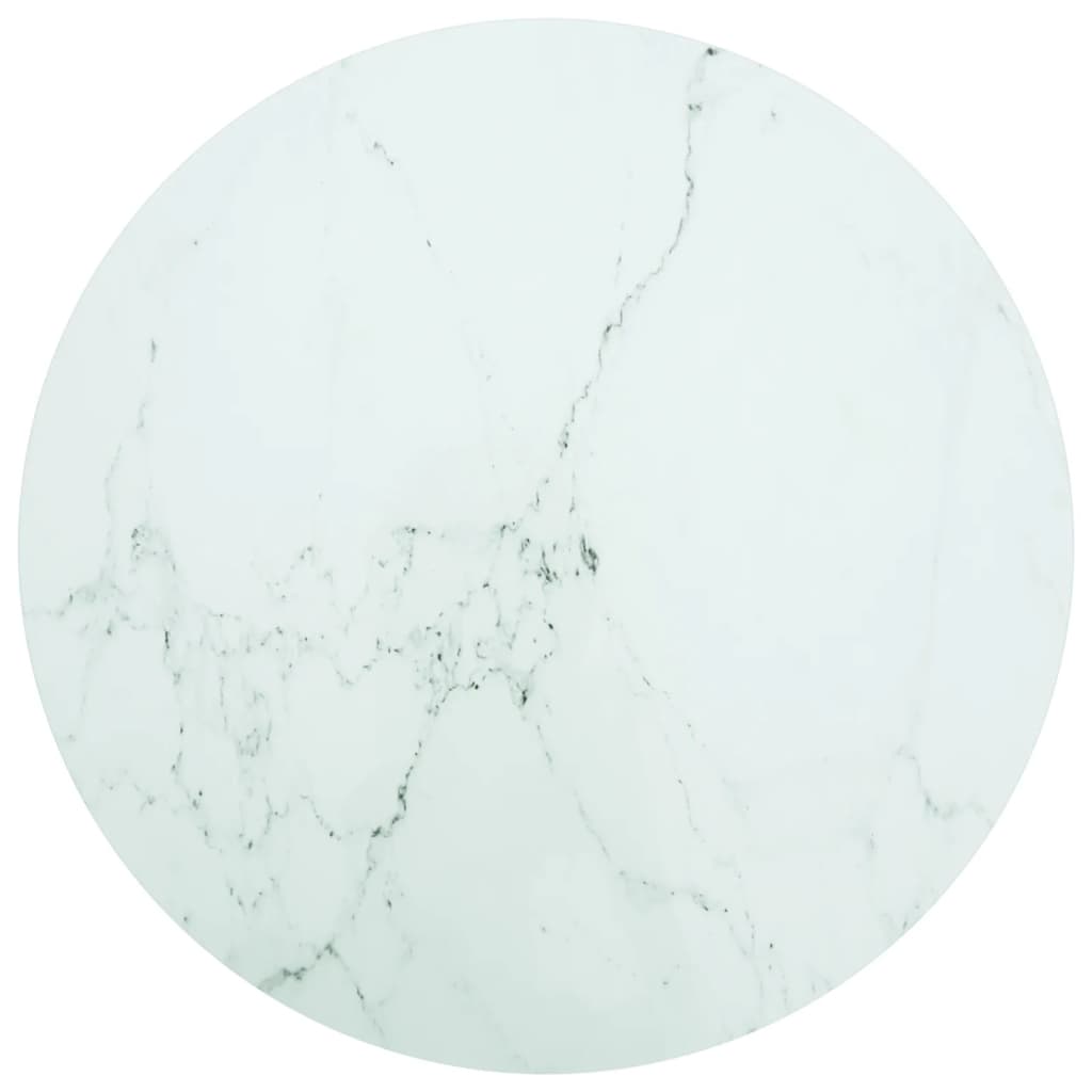 bordplade 90x1 cm hrdet glas med marmordesign hvid