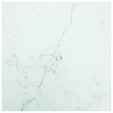 bordplade 30x30 cm 6 mm hærdet glas med marmordesign hvid