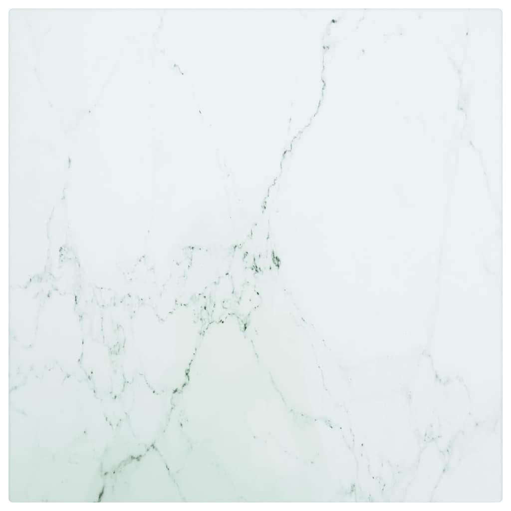 bordplade 30x30 cm 6 mm hærdet glas med marmordesign hvid
