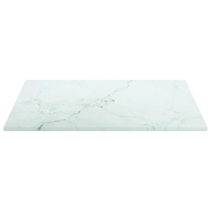 bordplade 30x30 cm 6 mm hærdet glas med marmordesign hvid