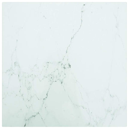 bordplade 40x40 cm 6 mm hærdet glas med marmordesign hvid