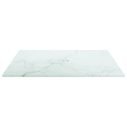 bordplade 40x40 cm 6 mm hærdet glas med marmordesign hvid