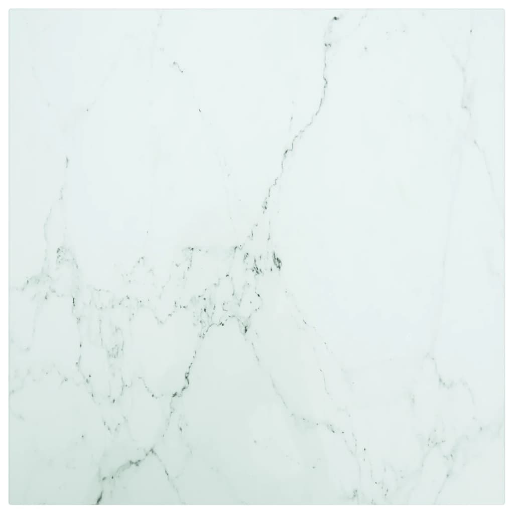 bordplade 50x50 cm 6 mm hærdet glas med marmordesign hvid billede