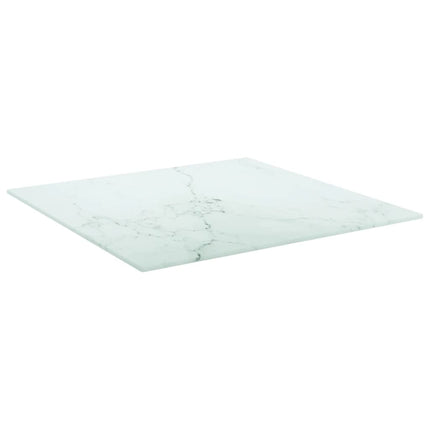 bordplade 50x50 cm 6 mm hærdet glas med marmordesign hvid