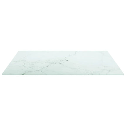 bordplade 50x50 cm 6 mm hærdet glas med marmordesign hvid