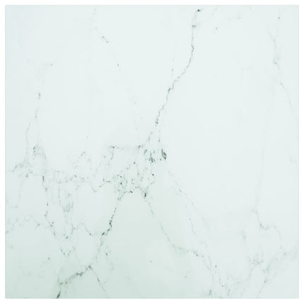 bordplade 60x60 cm 6 mm hærdet glas med marmordesign hvid
