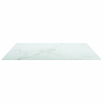 bordplade 80x80 cm 6 mm hærdet glas med marmordesign hvid