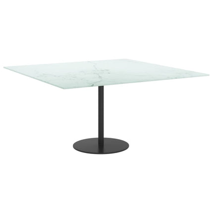 bordplade 80x80 cm 6 mm hærdet glas med marmordesign hvid