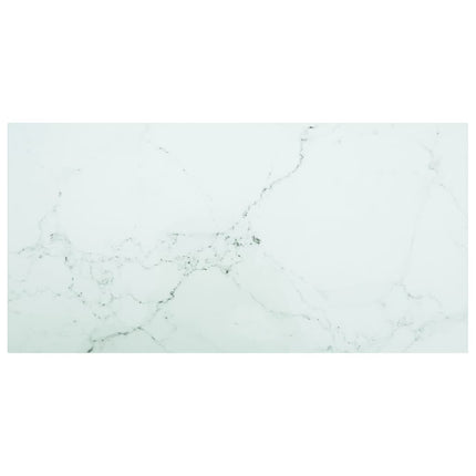 bordplade 100x50 cm 6 mm hærdet glas med marmordesign hvid