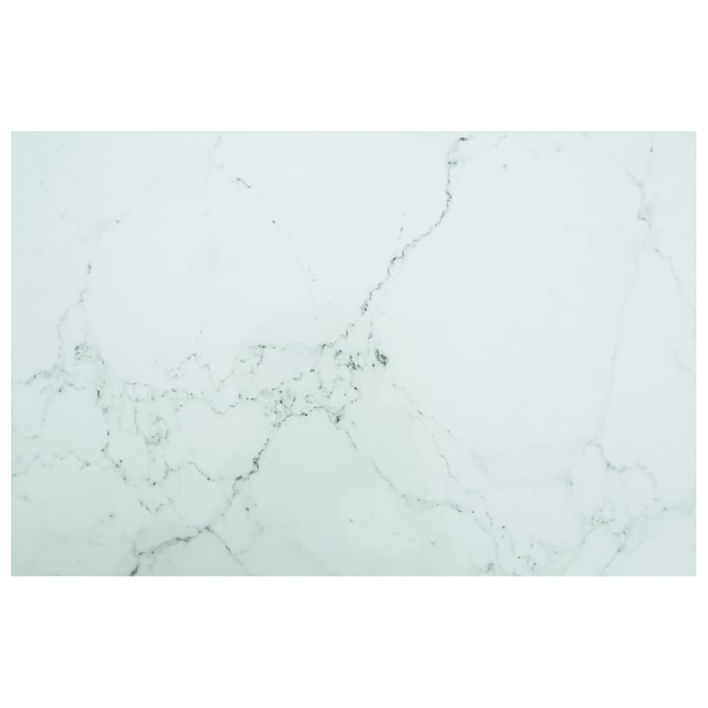 Bordplade 100 × 62 cm i 8 mm hærdet glas - hvid marmordesign