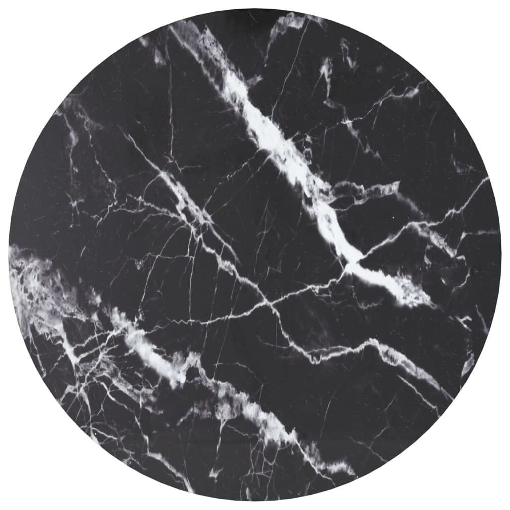 bordplade 70x0,8 cm hrdet glas med marmordesign sort