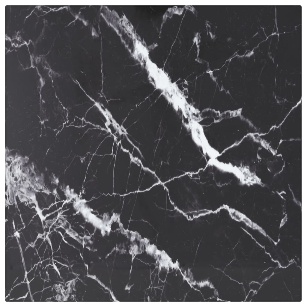 bordplade 40x40 cm 6 mm hærdet glas med marmordesign sort billede