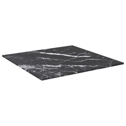 bordplade 40x40 cm 6 mm hærdet glas med marmordesign sort