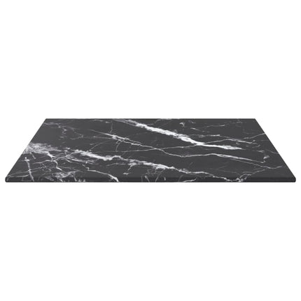 bordplade 40x40 cm 6 mm hærdet glas med marmordesign sort