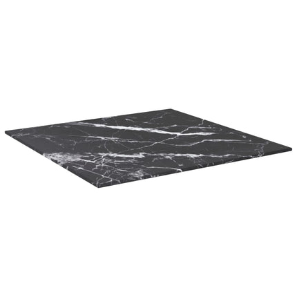 bordplade 50x50 cm 6 mm hærdet glas med marmordesign sort