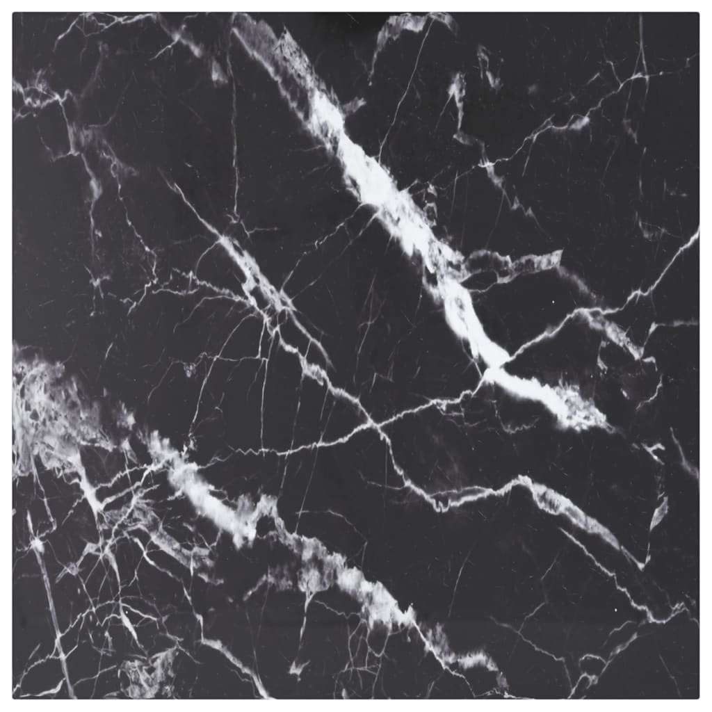 Bordplade 60×60 cm i hærdet glas - marmordesign, sort, 6 mm