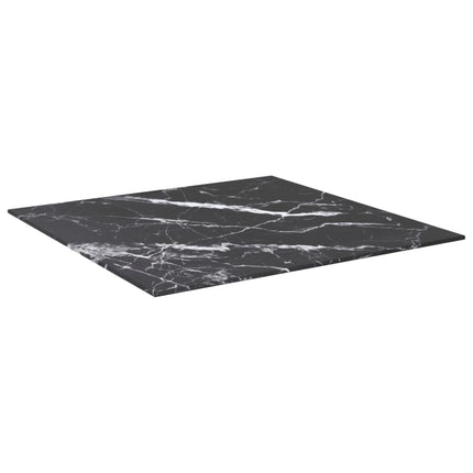 bordplade 60x60 cm 6 mm hærdet glas med marmordesign sort