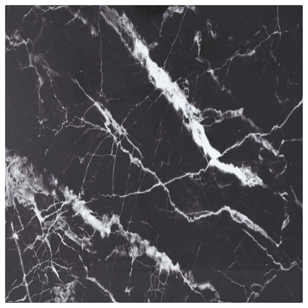 bordplade 80x80 cm 6 mm hærdet glas med marmordesign sort billede