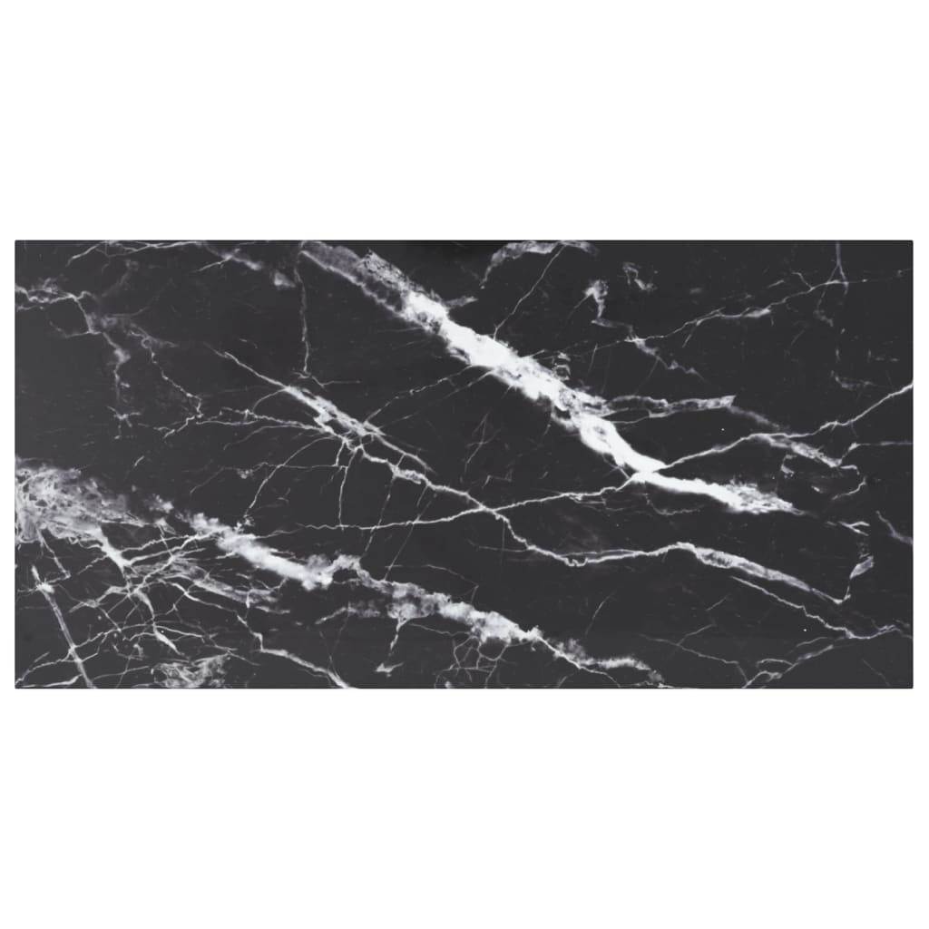 bordplade 100x50 cm 6 mm hærdet glas med marmordesign sort billede