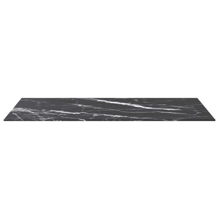 bordplade 100x50 cm 6 mm hærdet glas med marmordesign sort