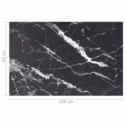 bordplade 100x62 cm 8 mm hærdet glas med marmordesign sort