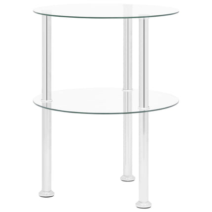 sidebord med hylde 38 cm hærdet glas transparent