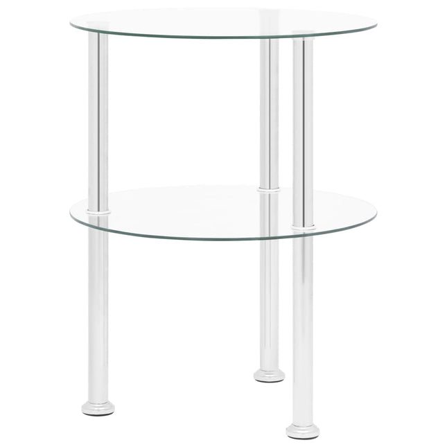 sidebord med hylde 38 cm hærdet glas transparent