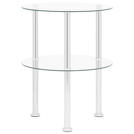 sidebord med hylde 38 cm hærdet glas transparent