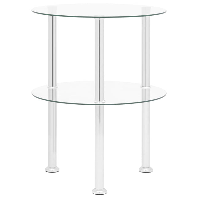 sidebord med hylde 38 cm hærdet glas transparent