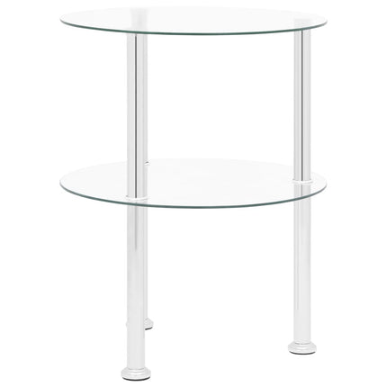 sidebord med hylde 38 cm hærdet glas transparent