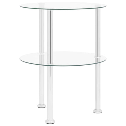 sidebord med hylde 38 cm hærdet glas transparent