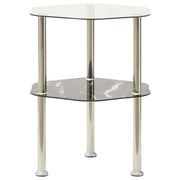 sidebord med hylde 38x38x50 cm hærdet glas transparent og sort