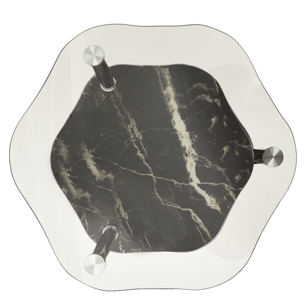 sidebord med hylde 38x38x50 cm hærdet glas transparent og sort