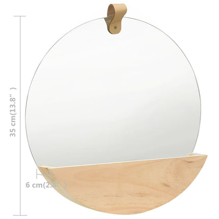 vægspejl 35 cm massivt fyrretræ
