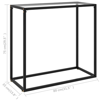 konsolbord 80x35x75 cm hærdet glas transparent