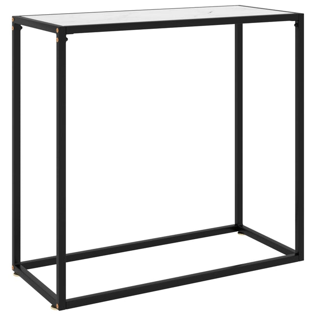 konsolbord 80x35x75 cm hærdet glas hvid