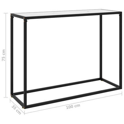 konsolbord 100x35x75 cm hærdet glas hvid