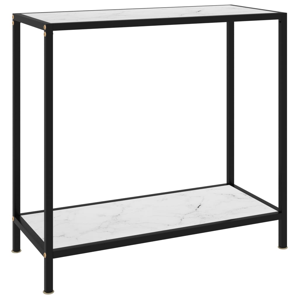 konsolbord 80x35x75 cm hærdet glas hvid
