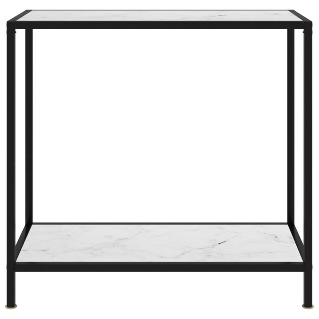 konsolbord 80x35x75 cm hærdet glas hvid