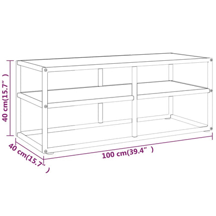 tv-bord 100x40x40 cm hvidt marmorglas sort