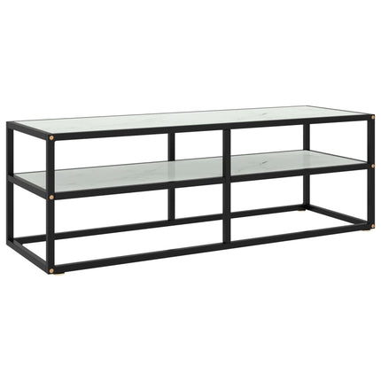 tv-bord 120x40x40 cm hvidt marmorglas sort