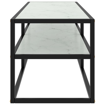 tv-bord 120x40x40 cm hvidt marmorglas sort