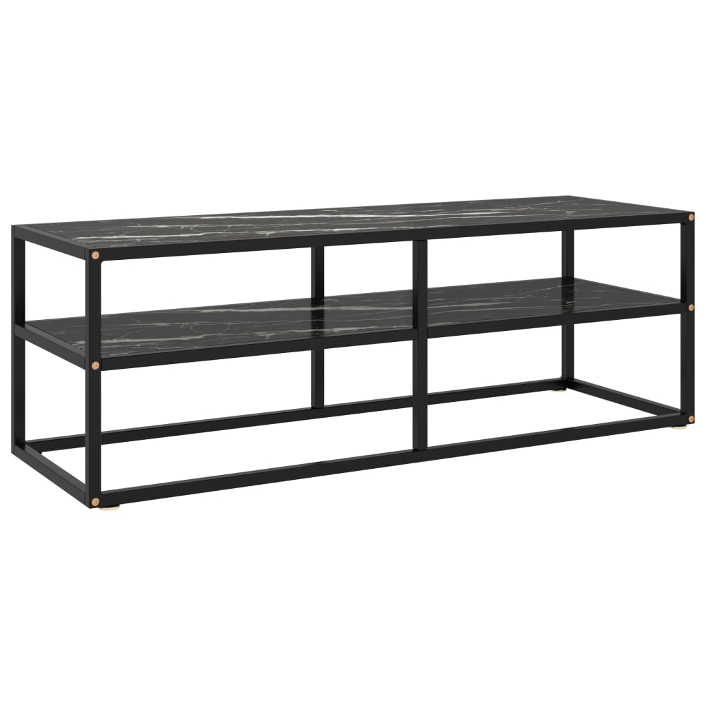 tv-bord 120x40x40 cm marmorglas sort