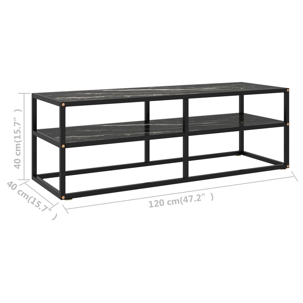 tv-bord 120x40x40 cm marmorglas sort