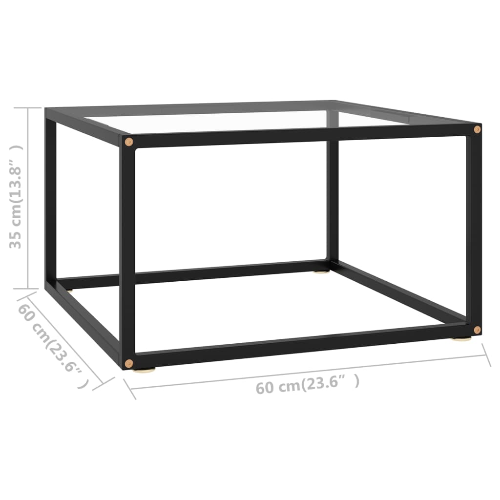 sofabord 60x60x35 cm hærdet glas sort